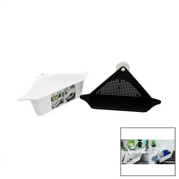 Süzgeçli Lavabo Düzenleyici Plastik Köşe Rafı Vantuzlu