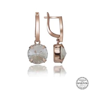 Luz&Pos Swarovski Crystal Taşlı Gümüş Beyaz Sallantılı Kadın Küpe