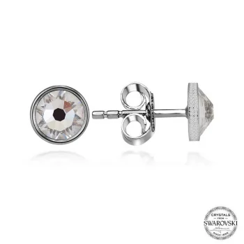 Luz&Pos Swarovski Crystal Taşlı Gümüş  Çivili Kadın Küpe