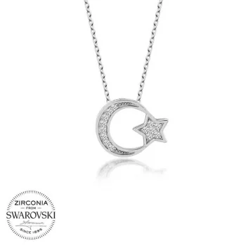 Luz&Pos Swarovski Taşlı Gümüş Ayyıldız Bayan Kolye
