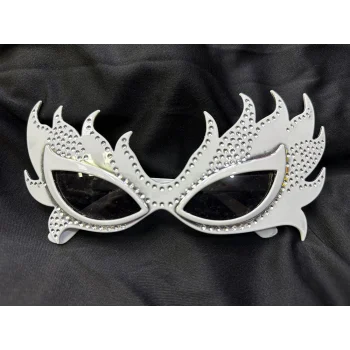 Taşlı Beyaz Alev Parti Gözlüğü