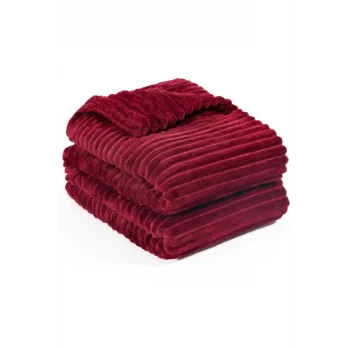 Tek Kişilik Çizgili Tv Battaniyesi 130x180 Cm Bordo