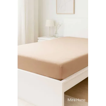 Tek Kişilik Düz Penye &#37;100 Pamuklu Lastikli Çarşaf 100X200 Cm Newsheet Kahverengi