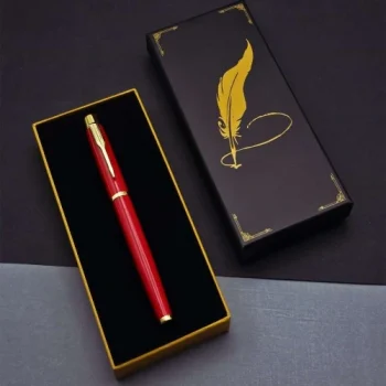 Tüylü Kalem Motif Kutulu Kırmızı Roller Kalem