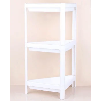 Üçgen 3 Katlı  Raf Ünitesi -  Mutfak - Banyo  Depolama Rafı - Beyaz