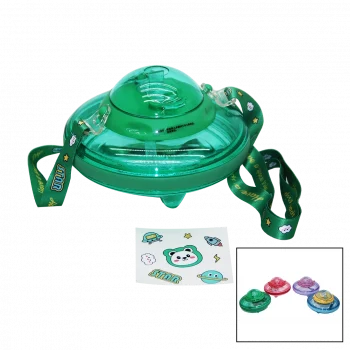 Ufo Modeli Renkli Mika Kristal Suluk Matara Pipetli - Taşıma Askılı 550ml ( Herhangi Bir Renk  Gönderilir )