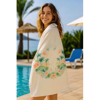 Unisex Desenli Baskılı Deniz Plaj Havlusu Palmiye 70x140 Cm