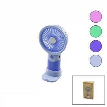 Usb Şarjlı Mini El Fanı Çap:8.4 - Y:16cm Sabit Başlık 3-kademe Hızt Elefonluklu Masaüstü Ayak Vantilatör