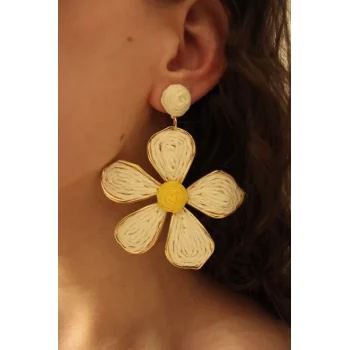 Shyla Bijuteri Hasır Papatya Küpe