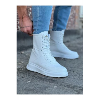 Wagoon WG012 Beyaz Cilt Uzun Bağcıklı  Bot