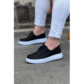 Wagoon WG508 Siyah Cilt Ortopedik Taban Erkek Casual Ayakkabı