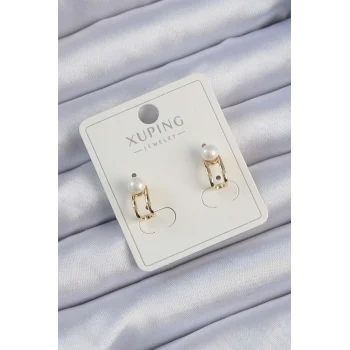 Xuping Gold Renk İnci Taşlı Halka Küpe