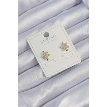 Xuping Gold Renk Zirkon Taşlı Yaprak Küpe