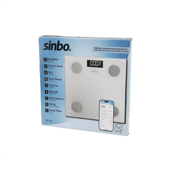 Yağ Ölçerakıllı Bluetooth Cam Baskül Pilli 180kg/50gr 28x28cm 8-kişi Hafıza Lcd Ekran Gösterge Sbs-4467