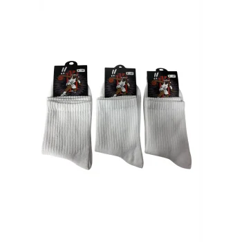 Yalıncak Uzun Konç Kolej Çorap Beyaz Desensiz 12 Adet