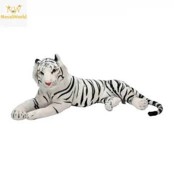 Yan Yatan Beyaz Peluş Kaplan 90 cm