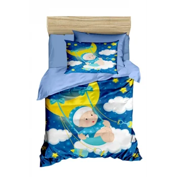 Yenidoğan Erkek Bebek Nevresim Takımı &#37;100 Pamuklu Moon Baby