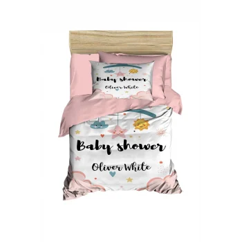 Yenidoğan Kız Bebek Nevresim Takımı &#37;100 Pamuklu  Baby Shower White