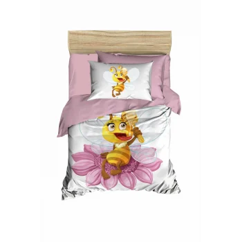 Yenidoğan Kız Bebek Nevresim Takımı &#37;100 Pamuklu  Lady Bee