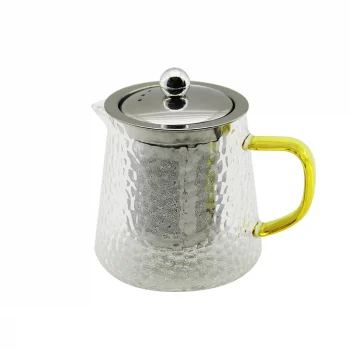 Yuvarlak Kabartmalı - Borosilikat  Cam Demlik 550ml