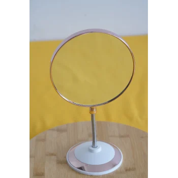 Yuvarlak Spiralli Makyaj Aynası Büyüteçli Pembe