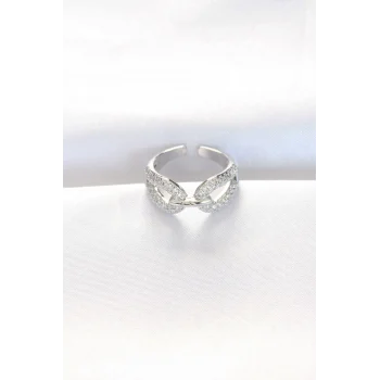 Zirkon Taşlı Silver Renk Ayarlanabilir Yüzük
