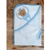 Luz&Pos 0-1 Yaş Bear Nakışlı El Keseli 2li Erkek Bebek Havlu Takımı Mavi