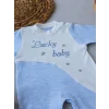 Luz&Pos 0-3 3-6 Ay Lucky Baby Nakışlı Es Çizgi Boy Şapkalı Erkek Bebek Tulumu Mavi
