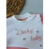 Luz&Pos 0-3 3-6 Ay Lucky Baby Nakışlı Es Çizgi Boy Şapkalı Kız Bebek Tulumu Pudra