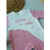 Luz&Pos 0-3 3-6 Ay Lucky Baby Nakışlı Es Çizgi Boy Şapkalı Kız Bebek Tulumu Pembe