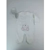 Luz&Pos 0-3 3-6 Ay Minik Tavşan Nakışlı Boydan Çıtçıt Kapamalı Kız Erkek Bebek Tulumu Ekru