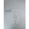Luz&Pos 0-3 3-6 Ay Minik Tavşan Nakışlı Boydan Çıtçıt Kapamalı Kız Erkek Bebek Tulumu Ekru