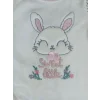 Luz&Pos 0-3 3-6 Ay Minik Tavşan Nakışlı Boydan Çıtçıt Kapamalı Kız Erkek Bebek Tulumu Ekru