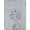 Luz&Pos 0-3 3-6 Ay Minik Tavşan Nakışlı Boydan Çıtçıt Kapamalı Kız Erkek Bebek Tulumu Ekru