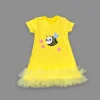 Luz&Pos 1-2-3 Yaş Arıcık Nakışlı Eteği Fırfırlı Jile Kız Çocuk Elbisesi Sarı