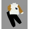 Luz&Pos 1-2-3 Yaş Kuzu Kumaş Fermuarlı Sweat Kadife Pantolonlu Uzun Kollu Kız Erkek Çocuk 2li Takım Siyah