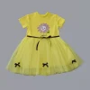 Luz&Pos 1-2-3 Yaş Payet Yapraklı Çiçek Nakışlı Astarlı Kız Bebek Tütü Elbisesi Sarı