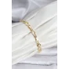 14K Gold Renk Kaplama Baklava Dilim Model Kadın Bileklik