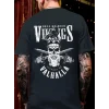 20/1 Penye Compack Vikings Valhalla Baskılı Oversize Bisiklet Yaka T-shirt - Siyah