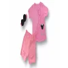 Luz&Pos 3-6 6-9 9-12 12-18 Ay Princess Taçlı Mickey Nakışlı Şort Tişört 3lü Kız Bebek Takımı Pembe