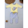 Luz&Pos 3-6 6-9 9-12 12-18 Ay Yavru Koala Nakışlı Uzun Kollu Sweat 2li Kız Erkek Bebek Takımı Sarı