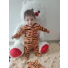 Luz&Pos 3-6-9-12 Ay Pooh Desenli Zebra Çizgili Şapkalı Sweatli 3lü Kız Erkek Bebek Tulumu(sarı) Sarı