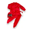Luz&Pos 3-6-9-12 Ay Puantiyeli Şapkalı Çıtçıt Kapamalı Patikli 3lü Kız Bebek Takımı Kırmızı