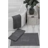 3 Lü Banyo Ayak Havlusu &#37;100 Pamuklu 50x70 Cm Antrasit