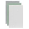 3 lü Düz Renk El Yüz Havlu Seti &#37;100 Pamuklu 50x90 Cm Gri-Yeşil-Beyaz