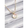 316L Çelik Gold Renk Beyaz Sedefli Vintage Kadın Kolye
