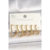 316L Çelik Gold Renk Kalp Model Kadın Küpe Seti