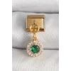 316L Çelik Gold Renk Sallantı Yeşil Zirkon Taşlı Nomination Charm