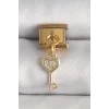 316L Çelik Gold Renk Sallantı Zirkon Taşlı Kalpli Anahtar Model Nomination Charm