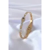 316L Çelik Gold Renk Yılan Model Zirkon Taş Detay Kadın Kelepçe